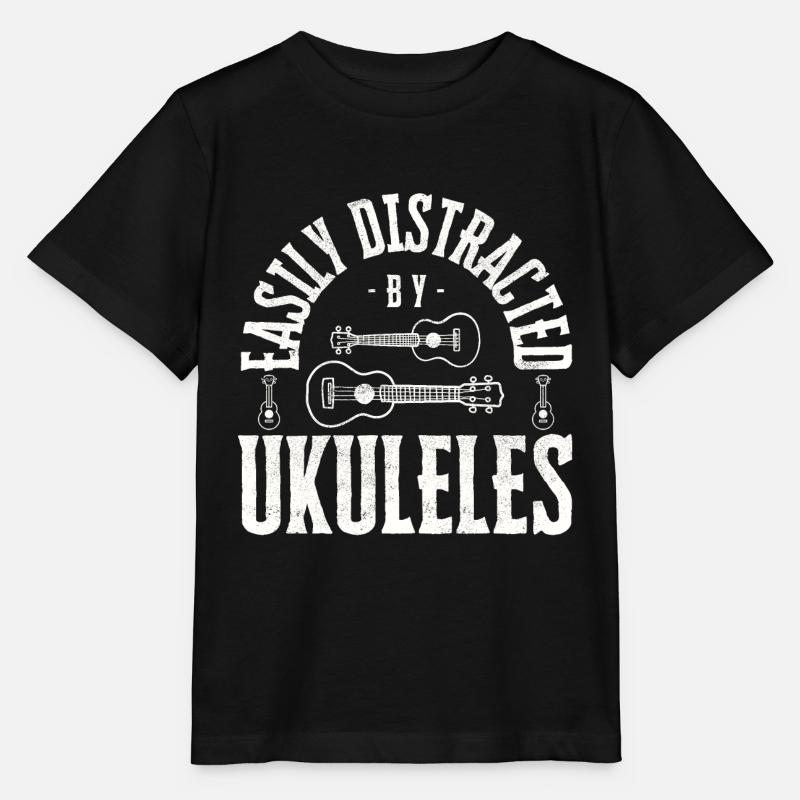 Easily distracted by Ukuleles - Stanley/Stella MINI CREATOR Kids’ T-Shirt - black