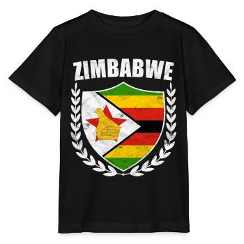 Simbabwe Flagge Zimbabwe Harare Chewa Geschenk - Stanley/Stella Kinder T-Shirt MINI CREATOR  - Schwarz - Vorne - Mikhail (115cm)
