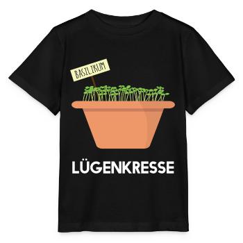 Lügenkresse - Kresse - Basilikum lügt - Stanley/Stella Kinder T-Shirt MINI CREATOR  - Schwarz - Vorne - Mikhail (115cm)