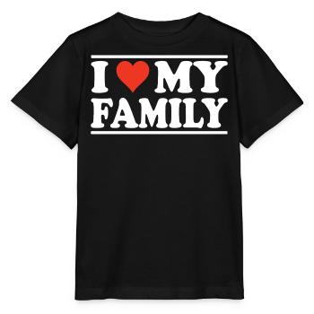 J’aime ma famille - design familial cool - T-shirt bio MINI CREATOR Stanley/Stella Enfant - noir - Devant - Mikhail (115cm)