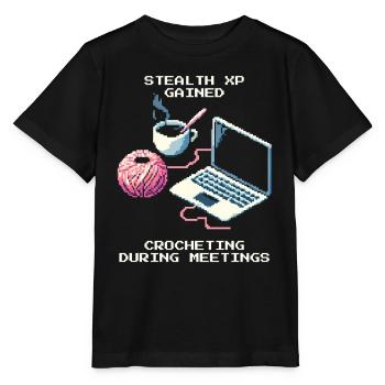 Stealth-Häkeln im Meeting | Garn Handarbeit - Stanley/Stella Kinder T-Shirt MINI CREATOR  - Schwarz - Vorne - Mikhail (115cm)