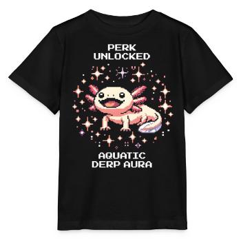 Axolotl Aura | Lustige Amphibie Retro Pixel - Stanley/Stella Kinder T-Shirt MINI CREATOR  - Schwarz - Vorne - Mikhail (115cm)