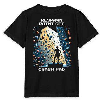 Respawn: Crash Pad | Bouldering Pixel Art - Stanley/Stella MINI CREATOR Kids’ T-Shirt - black - Front - Mikhail (115cm)