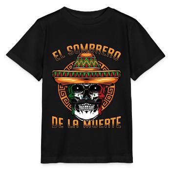 Mexikanisch Totenkopf Mexiko Sombrero Geschenkidee - Stanley/Stella Kinder T-Shirt MINI CREATOR  - Schwarz - Vorne - Mikhail (115cm)