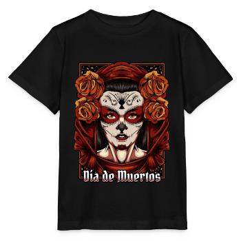 La Catrina | Tag der Toten Festtag Mexiko Geschenk - Stanley/Stella Kinder T-Shirt MINI CREATOR  - Schwarz - Vorne - Mikhail (115cm)