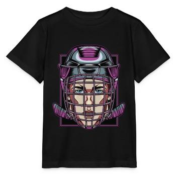 Hockey Eishockeyspieler Eishockey Maske Eissport - Stanley/Stella Kinder T-Shirt MINI CREATOR  - Schwarz - Vorne - Mikhail (115cm)