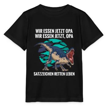 Wir essen jetzt Opa Satzzeichen Leben retten - Stanley/Stella Kinder T-Shirt MINI CREATOR  - Schwarz - Vorne - Mikhail (115cm)