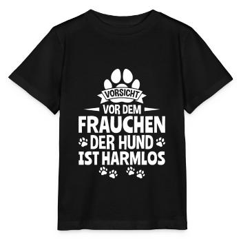Vorsicht vor dem Frauchen der Hund ist harmlos - Stanley/Stella Kinder T-Shirt MINI CREATOR  - Schwarz - Vorne - Mikhail (115cm)