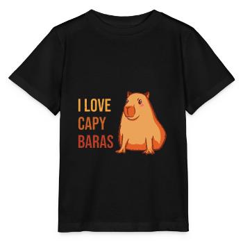 Wasserschwein Capybara Retro I Love Capybaras - Stanley/Stella Kinder T-Shirt MINI CREATOR  - Schwarz - Vorne - Mikhail (115cm)