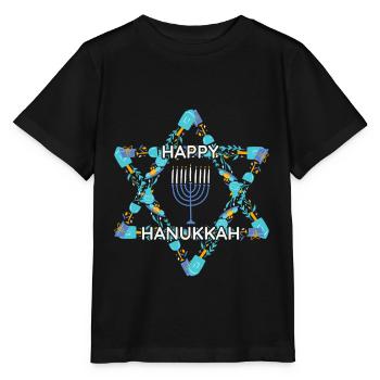 Joyeux Hanukkah juif - T-shirt bio MINI CREATOR Stanley/Stella Enfant - noir - Devant - Mikhail (115cm)