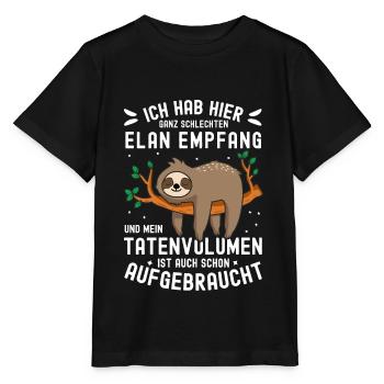 Ich hab hier ganz schlechten Elan Empfang Faultier - Stanley/Stella Kinder T-Shirt MINI CREATOR  - Schwarz - Vorne - Mikhail (115cm)