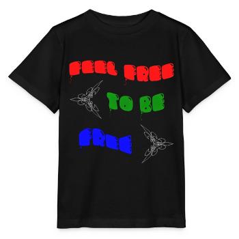 Feel free to be free - Stanley/Stella MINI CREATOR Kids’ T-Shirt - black - Front - Mikhail (115cm)