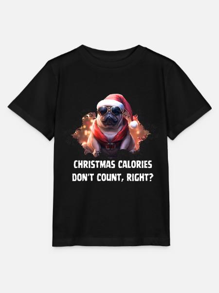 Christmas calories don't count right Pug - Stanley/Stella MINI CREATOR Kids’ T-Shirt - black
