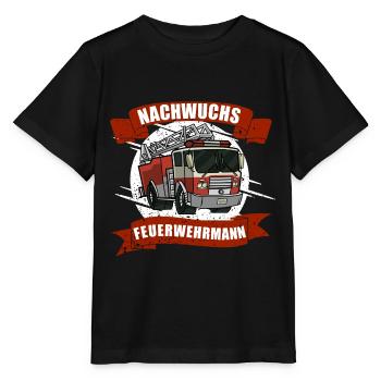 Nachwuchs Feuerwehrauto - Stanley/Stella Kinder T-Shirt MINI CREATOR  - Schwarz - Vorne - Mikhail (115cm)