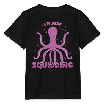 Octopus pun Kalmar spell Kraken pun - Stanley/Stella MINI CREATOR Kids’ T-Shirt - black - Front - Mikhail (115cm)