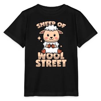 Schaf Wortwitz: "Sheep of Wool Street" - Stanley/Stella Kinder T-Shirt MINI CREATOR  - Schwarz - Vorne - Mikhail (115cm)