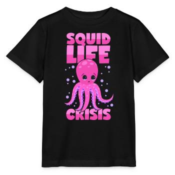 Tintenfisch Midlife-Crisis Oktopus Kraken Kalmar - Stanley/Stella Kinder T-Shirt MINI CREATOR  - Schwarz - Vorne - Mikhail (115cm)