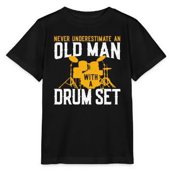Schlagzeug Drums Drumming Band Alter Mann - Stanley/Stella Kinder T-Shirt MINI CREATOR  - Schwarz - Vorne - Mikhail (115cm)