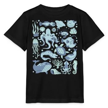 Poisson d’eau profonde Poulpe Poisson-grenouille Poisson-lanterne - T-shirt bio MINI CREATOR Stanley/Stella Enfant - noir - Devant - Mikhail (115cm)