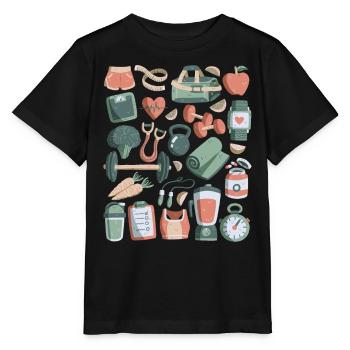 Diet Doodles Weight Loss Weight Fitness Calories - Stanley/Stella MINI CREATOR Kids’ T-Shirt - black - Front - Mikhail (115cm)