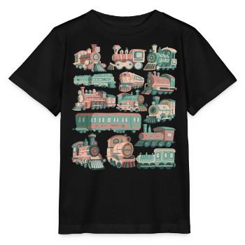 Train Doodles Locomotive Railway Locomotive Tracks Railway - Stanley/Stella MINI CREATOR Kids’ T-Shirt - black - Front - Mikhail (115cm)