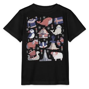 Iceland - Stanley/Stella MINI CREATOR Kids’ T-Shirt - black - Front - Mikhail (115cm)