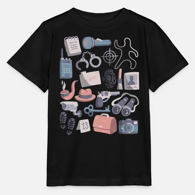 Detektiv Doodle Spur Beweise Detektei Fall - Stanley/Stella Kinder T-Shirt MINI CREATOR  - Schwarz