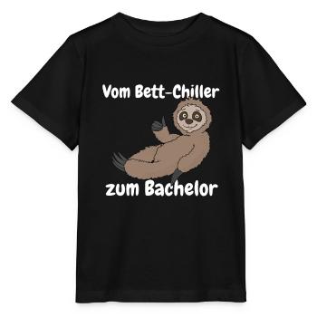 Uni Bachelor Degree Gift Sloth for - Stanley/Stella MINI CREATOR Kids’ T-Shirt - black - Front - Mikhail (115cm)