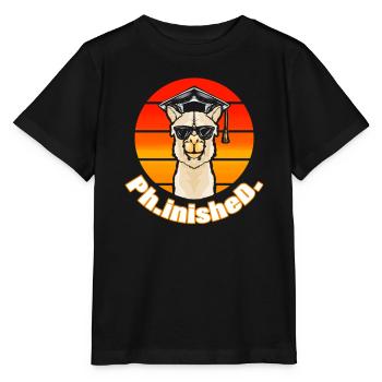 PhD Gift Doctorate Degree Llama - Stanley/Stella MINI CREATOR Kids’ T-Shirt - black - Front - Mikhail (115cm)