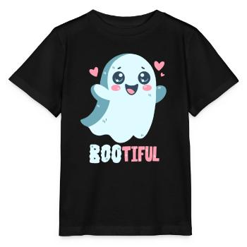 Jeu de mots fantôme - Bootiful - Boo ! - T-shirt bio MINI CREATOR Stanley/Stella Enfant - noir - Devant - Mikhail (115cm)