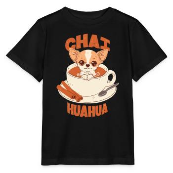 Chihuahua im Chai Latte - Stanley/Stella Kinder T-Shirt MINI CREATOR  - Schwarz - Vorne - Mikhail (115cm)