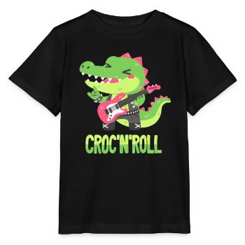 Rocker-Krokodil - Wortwitz - Stanley/Stella Kinder T-Shirt MINI CREATOR  - Schwarz - Vorne - Mikhail (115cm)