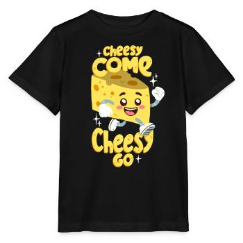 Cheese Pun: Cheesy Come Cheesy Go - Stanley/Stella MINI CREATOR Kids’ T-Shirt - black - Front - Mikhail (115cm)