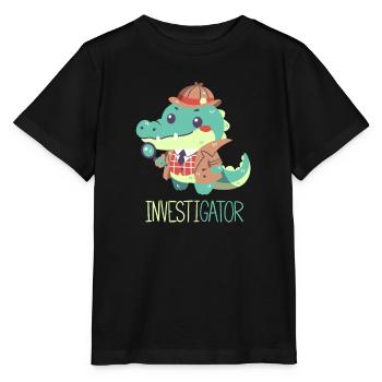 Alligator - Detective - Investigator - Crocodile - Stanley/Stella MINI CREATOR Kids’ T-Shirt - black - Front - Mikhail (115cm)