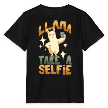 Llama takes a selfie - Stanley/Stella MINI CREATOR Kids’ T-Shirt - black - Front - Mikhail (115cm)