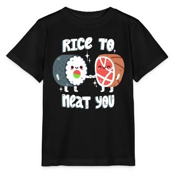 Sushi und Fleisch Wortwitz - Stanley/Stella Kinder T-Shirt MINI CREATOR  - Schwarz - Vorne - Mikhail (115cm)