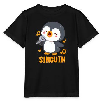 Singender Pinguin: Singuin - Stanley/Stella Kinder T-Shirt MINI CREATOR  - Schwarz - Vorne - Mikhail (115cm)