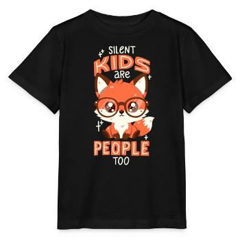 Renard timide - T-shirt bio MINI CREATOR Stanley/Stella Enfant - noir - Devant - Mikhail (115cm)