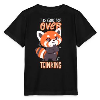 Red Panda thinks too much - Stanley/Stella MINI CREATOR Kids’ T-Shirt - black - Front - Mikhail (115cm)