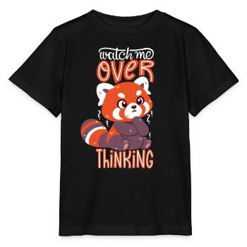 Overthinking Red Panda - Stanley/Stella Kinder T-Shirt MINI CREATOR  - Schwarz - Vorne - Mikhail (115cm)