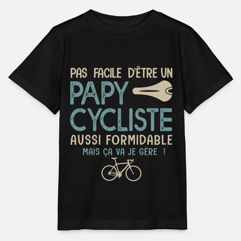 papy cycliste formidable vélo velo vélos - T-shirt bio MINI CREATOR Stanley/Stella Enfant - noir