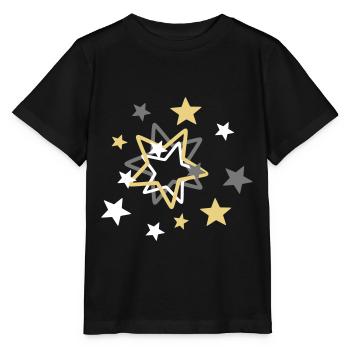 Star exhibition in white silver gray and gold yellow - Stanley/Stella MINI CREATOR Kids’ T-Shirt - black - Front - Mikhail (115cm)