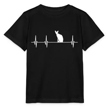 Sphynx chat chat nu battement de cœur - T-shirt bio MINI CREATOR Stanley/Stella Enfant - noir - Devant - Mikhail (115cm)