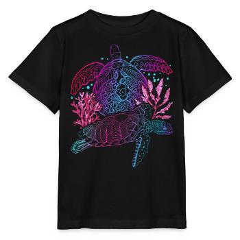 Polynésie Cadeau d’Animal de Mer Tortue Animale - T-shirt bio MINI CREATOR Stanley/Stella Enfant - noir - Devant - Mikhail (115cm)