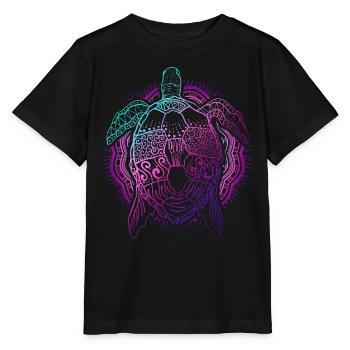 Colorful Ocean Animal Gift Turtle - Stanley/Stella MINI CREATOR Kids’ T-Shirt - black - Front - Mikhail (115cm)