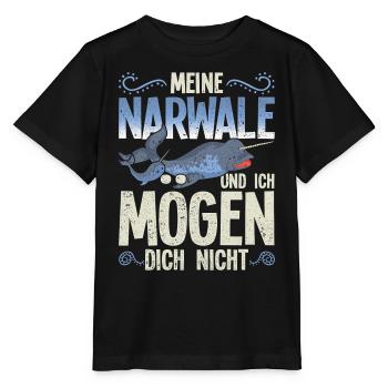Meine Narwale und ich mögen dich nicht Narwal - Stanley/Stella Kinder T-Shirt MINI CREATOR  - Schwarz - Vorne - Mikhail (115cm)