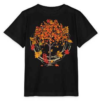 Feuillage coloré Forêt Arbre Feuillus Feuilles Mortes Cadeau Automne - T-shirt bio MINI CREATOR Stanley/Stella Enfant - noir - Devant - Mikhail (115cm)