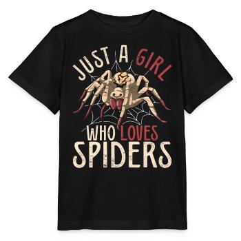 Nur ein Mädchen das Spinnen liebt Arachnide Spinne - Stanley/Stella Kinder T-Shirt MINI CREATOR  - Schwarz - Vorne - Mikhail (115cm)