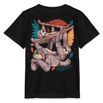 Sloths Zoo Animal Idler Gift Sloth - Stanley/Stella MINI CREATOR Kids’ T-Shirt - black - Front - Mikhail (115cm)