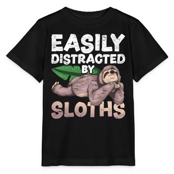 Easily distracted by sloths Funny sloth - Stanley/Stella MINI CREATOR Kids’ T-Shirt - black - Front - Mikhail (115cm)